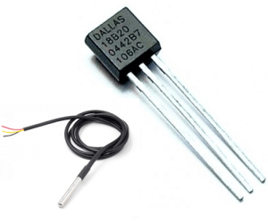 Blockdiagramm, Pinbelegung und Spezifikationen des Temperatursensors DS18B20