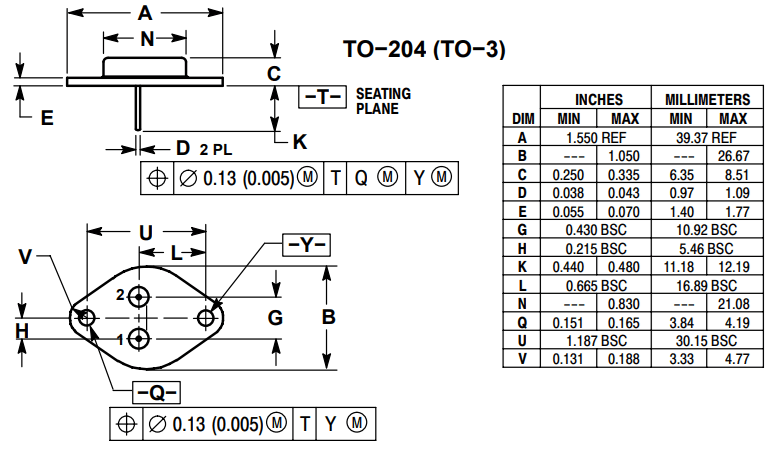 2N3055 Mechanical Dimensions