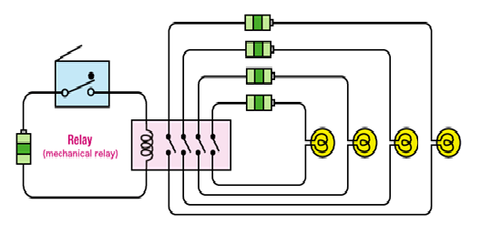 Relay Circuit used to Control Multiple Lights in Separate Paths
