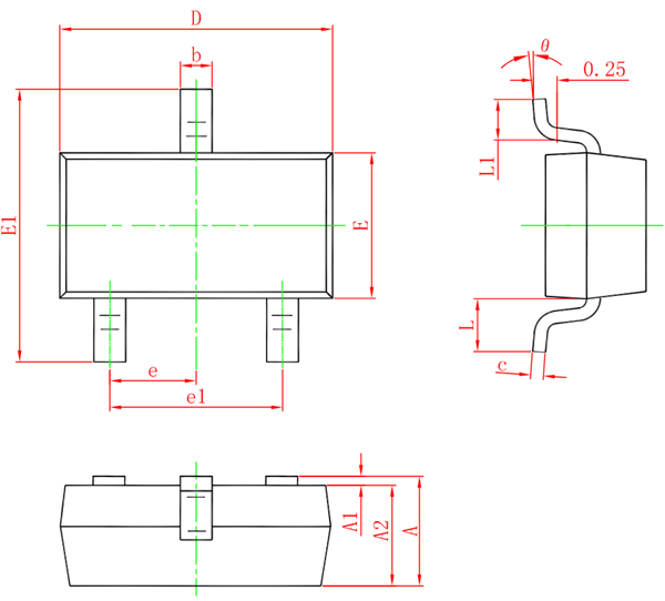 S8050 Transistor Mechanical Dimensions