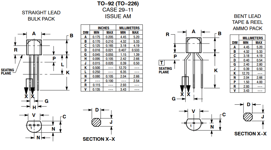 2N3906 Mechanical Dimensions