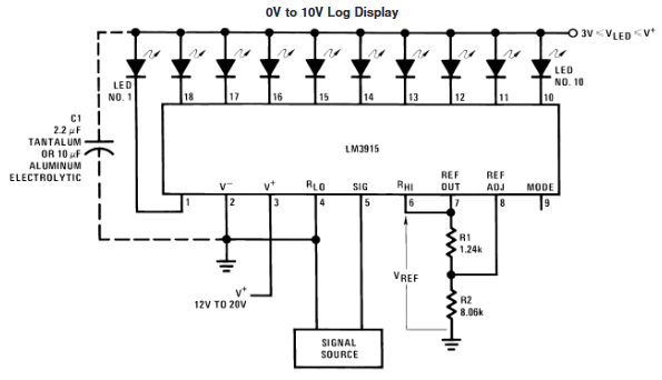 LM3915 Typical Application Circuit