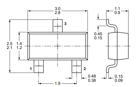 BC847 Transistor Mechanical Dimensions
