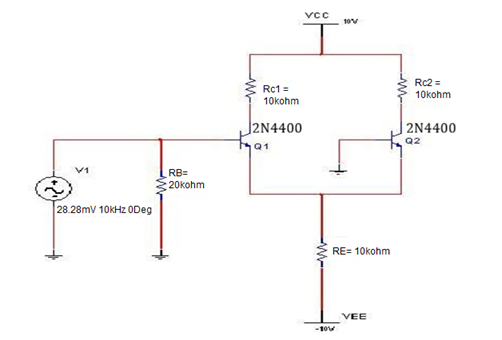 2N4400 Transistor as a Differential Amplifier
