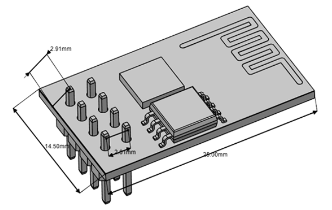 ESP8266 WiFi Module Mechanical Dimension