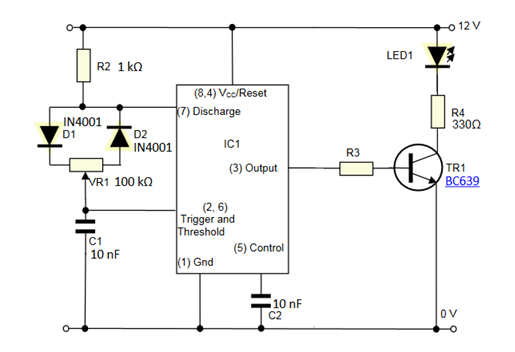 BC639 as Amplified Output Switch (555 Timer Application)