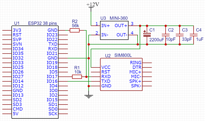 ESP32&ndash;SIM800L GSM Interface Circuit
