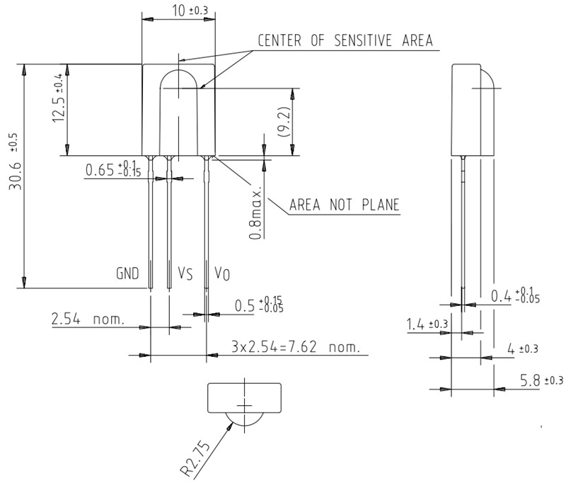 TSOP1738 Mechanical Dimensions