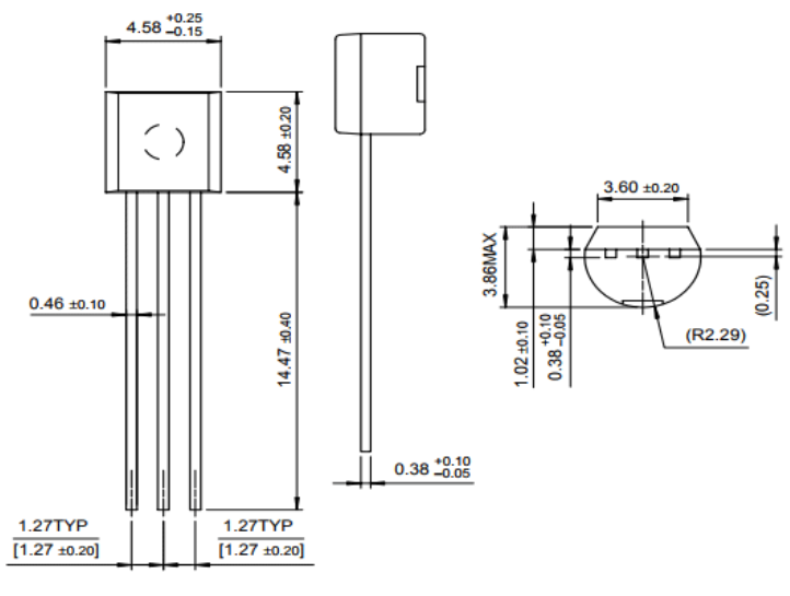 S8550 Transistor Mechanical Dimensions