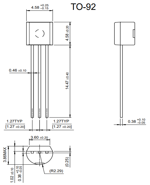 BC547 Mechanical Dimensions