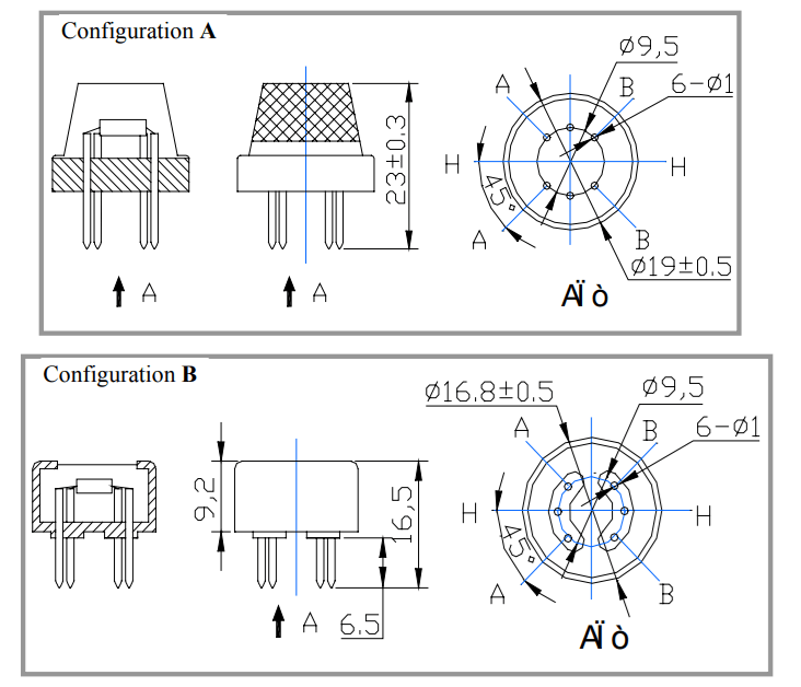 MQ-135 Mechanical Dimensions