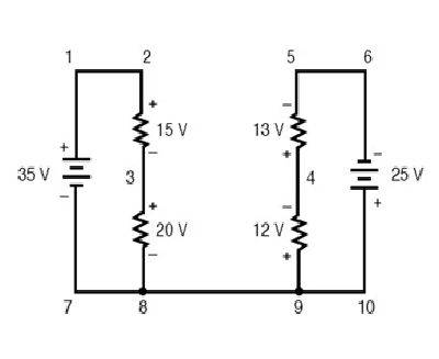 Kirchhoff’s Voltage Law in a Complex Circuit