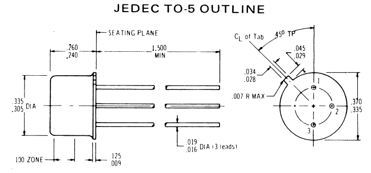 2N2324 Mechanical Dimensions