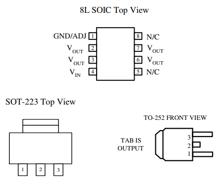 AMS1117 LDO Regulator Pinout