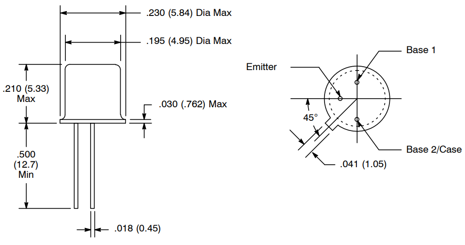2N2646 Mechanical Dimensions