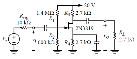 2N3819 JFET as a Common-Source Amplifier
