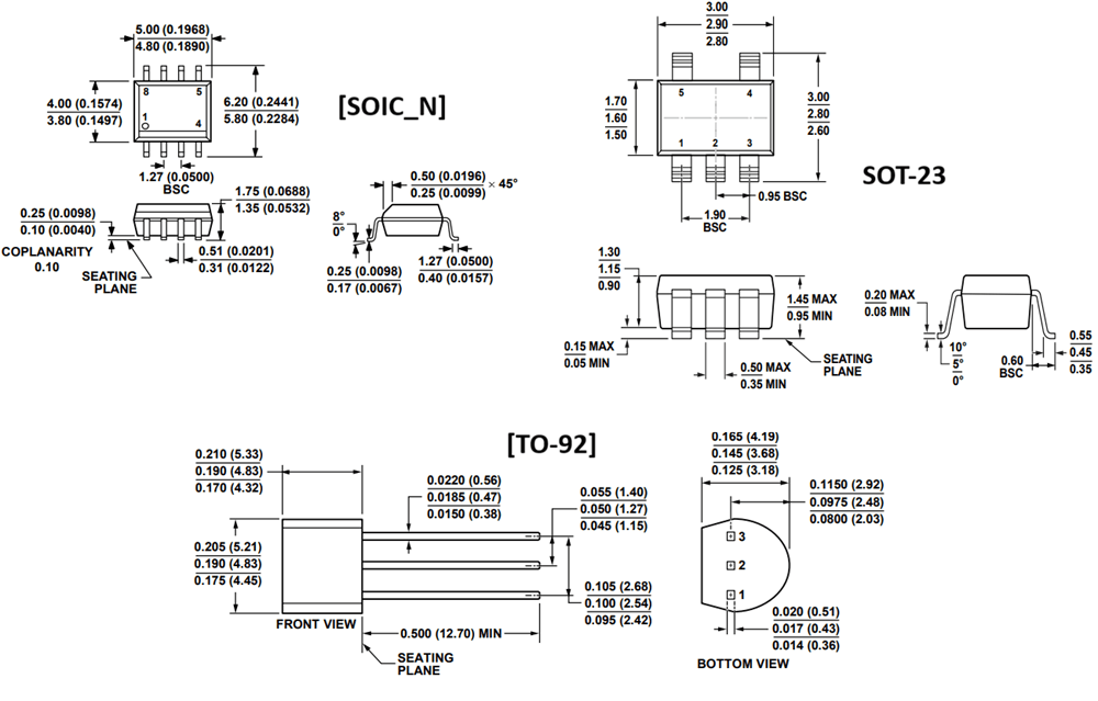 TMP36 Mechanical Dimensions