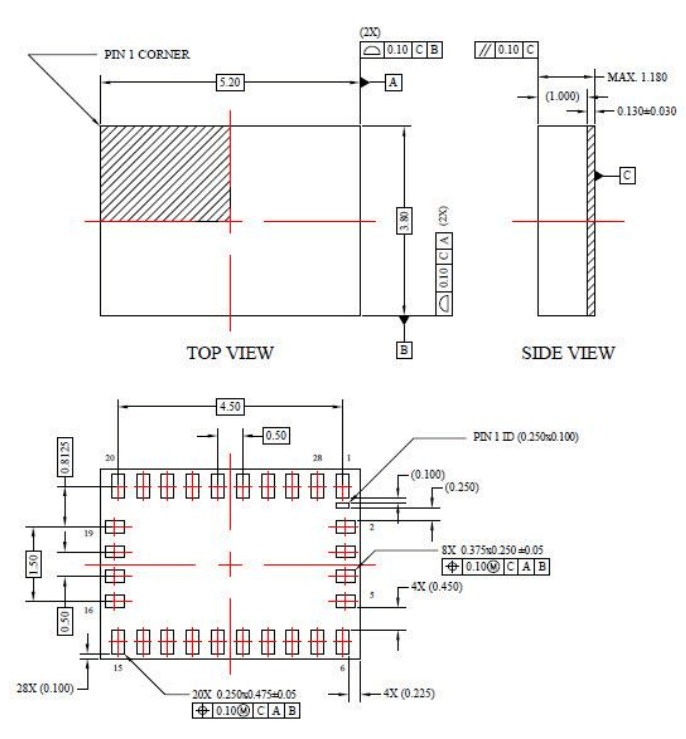 BNO055 SENSOR Mechanical Dimensions