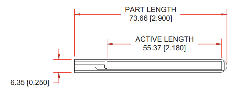 Flex Sensor Mechanical Dimensions