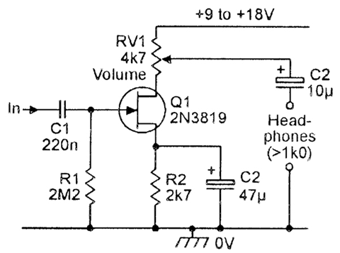 2N3819 JFET as an Audio Preamplifier