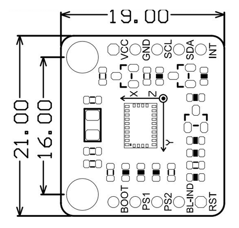 BNO055 MODULE Mechanical Dimensions