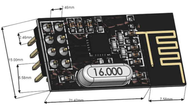 nRF24L01 Module Mechanical Drawing