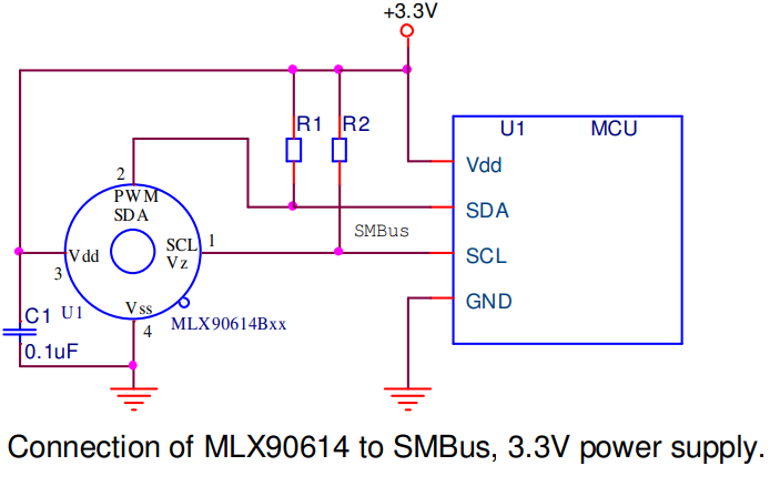 MLX90614 Sensor Application Circuit