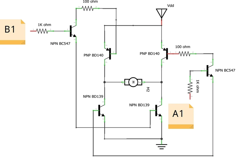 BD140 Transistor as a Push-Pull Driver for a Motor