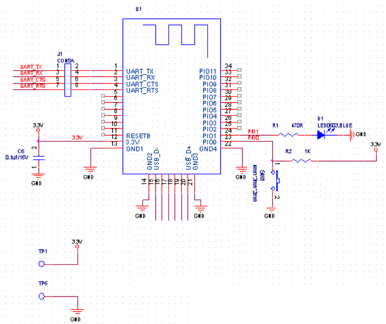 HM-10 Module Schematic Diagram