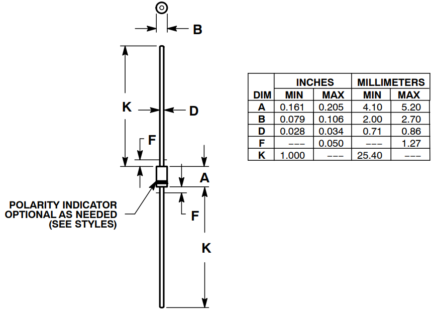 1N4003 Mechanical Dimensions