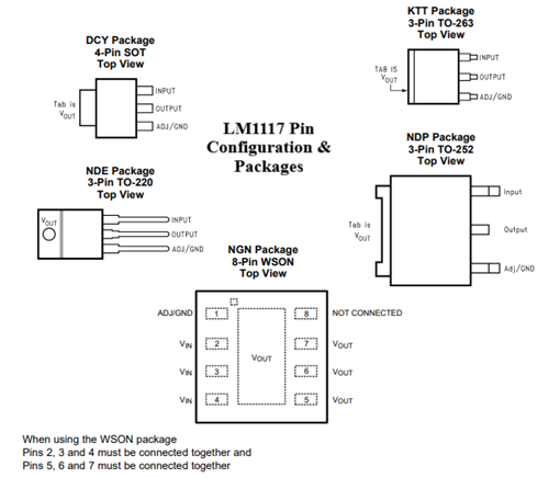 LM1117 Pinout and Package Types