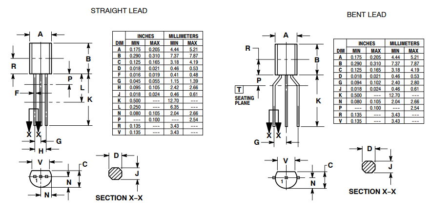 2N5089 Mechanical Dimensions