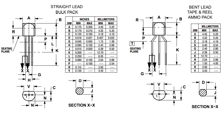 2N5551 Mechanical Dimensions