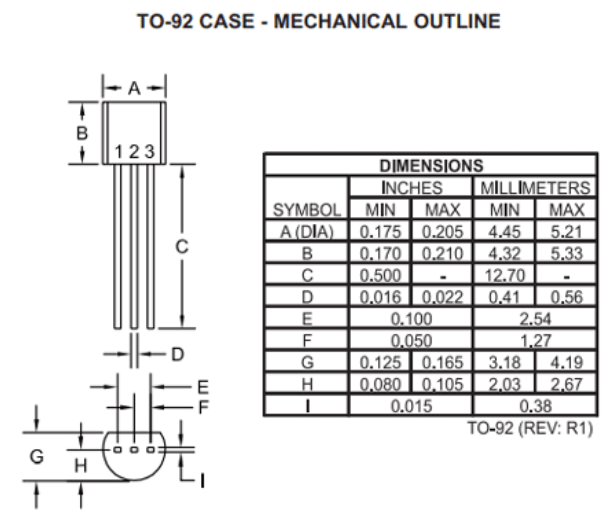 2N4402 Mechanical Dimensions
