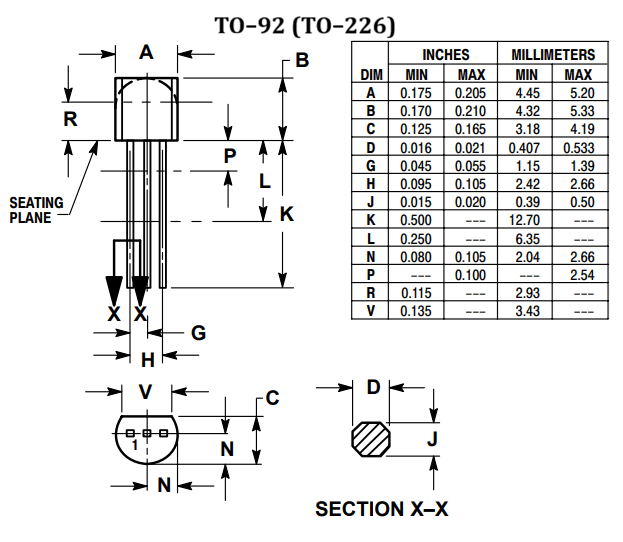 2N5088 Mechanical Dimensions