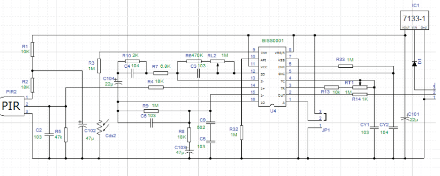 HC-SR505 Sensor Schematic Diagram