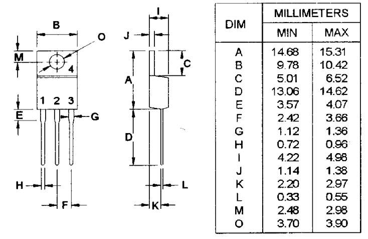 2SC1061 Transistor Mechanical Dimensions