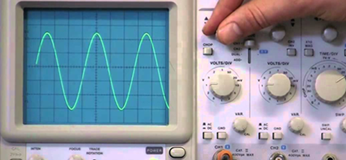 Analog Oscilloscope Displaying a Stable Sine Wave