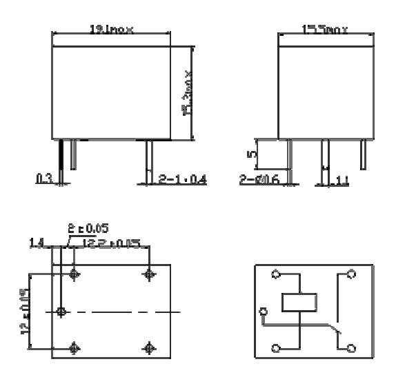 5V 5-Pin Relay Mechanical Dimensions