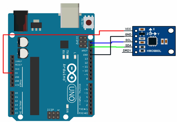 HMC5883L Magnetometer Interfacing with Arduino UNO