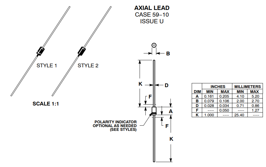 1N4004 Mechanical Dimensions