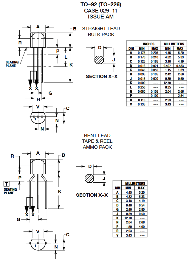 MPSA92 Transistor Mechanical Drawing