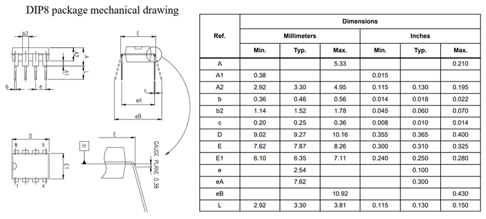 Mechanical Dimensions of LF351