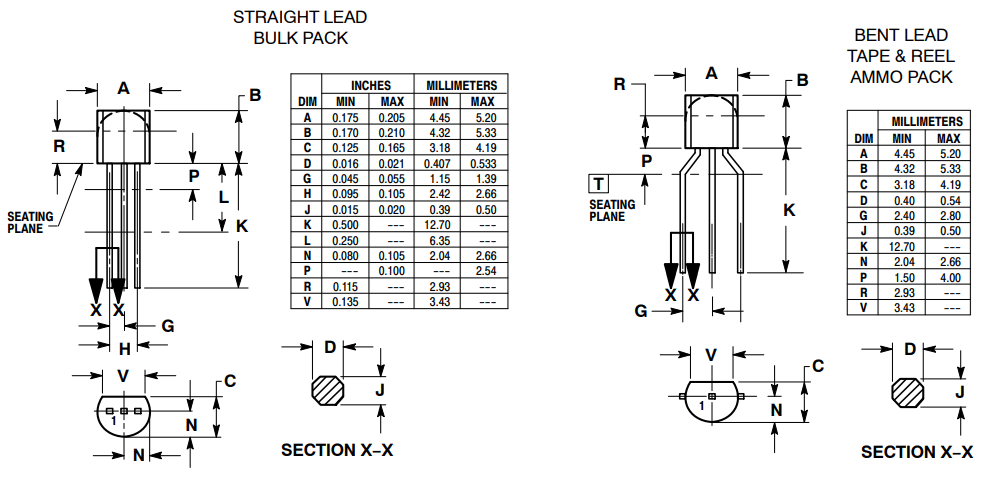 2N5401 Mechanical Dimensions