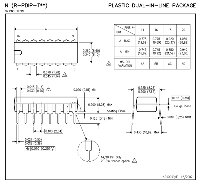 74LS04 Packaging Dimension