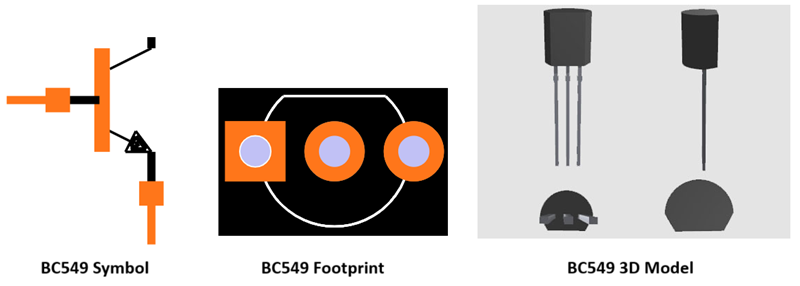 BC549 NPN Transistor CAD MODEL