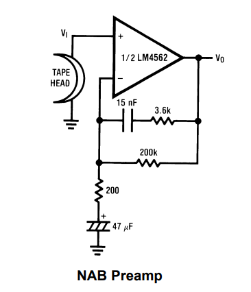 LM4562 in NAB Tape Head Preamplifier