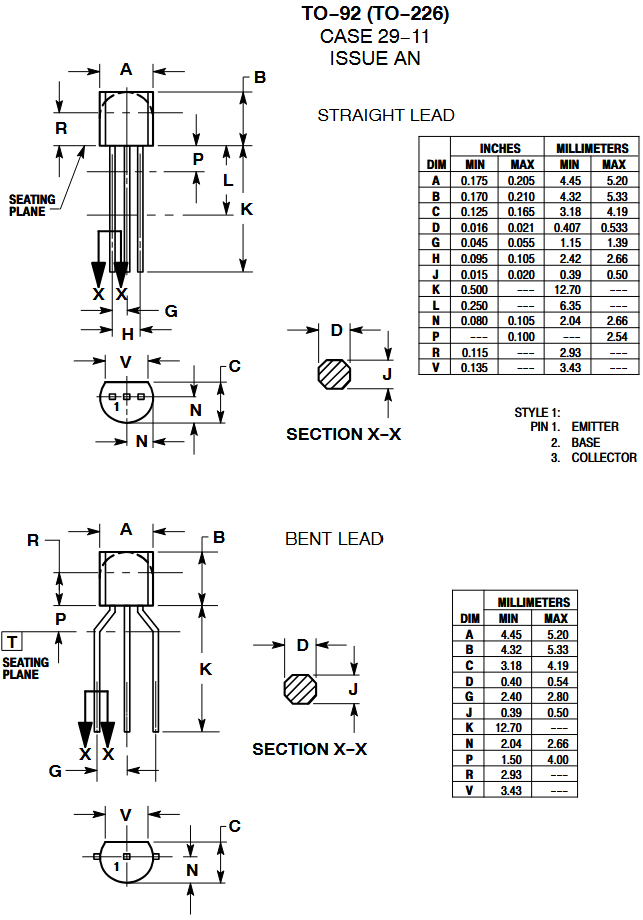 MPSA42 Transistor Mechanical Drawing