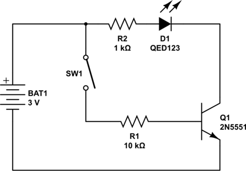 2N5551 as a Simple LED Switch